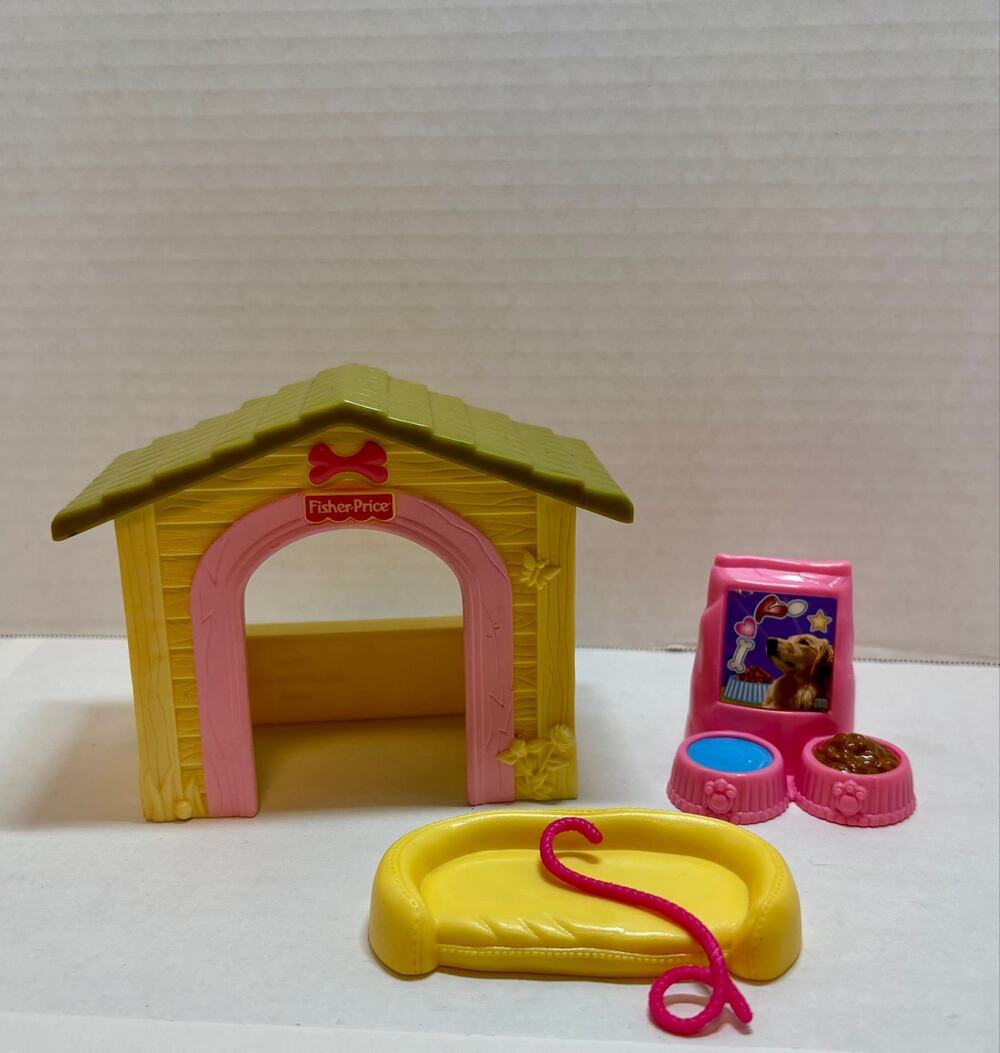 Vintage Fisher-Price Loving Family Dollhouse Miniature Dog House Lot